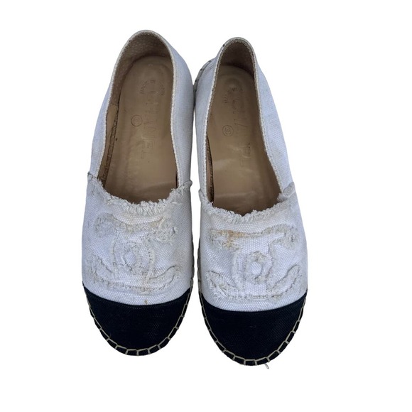 Chanel Espadrille Ballerina Canvas Linen Flats EU 37 - Picture 1 of 7